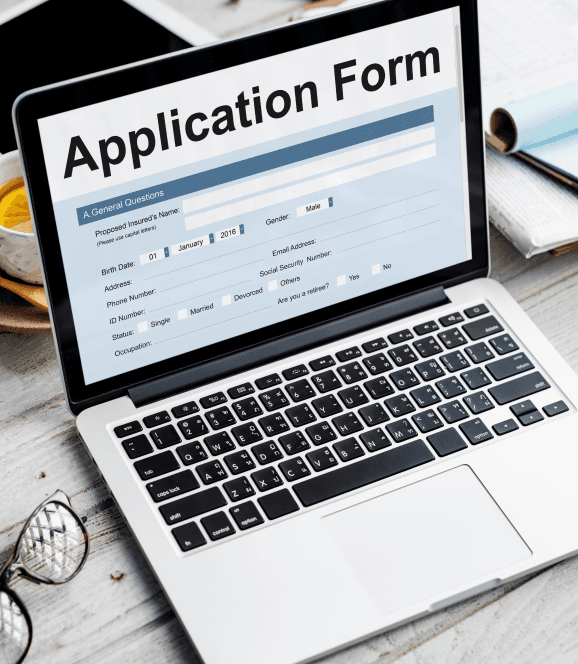 Application form on laptop