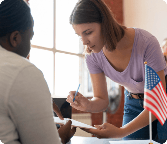 Person preparing visa application