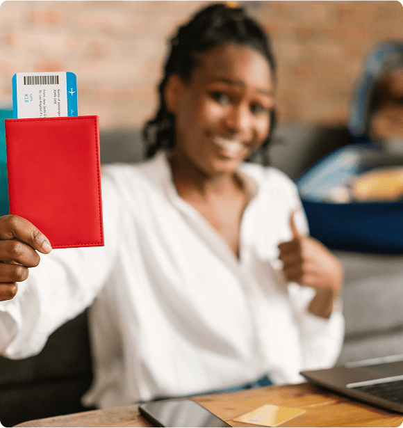 Visa application forms with U.S. flag