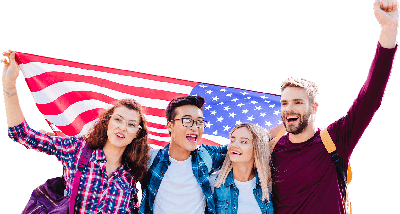 Students with American flag