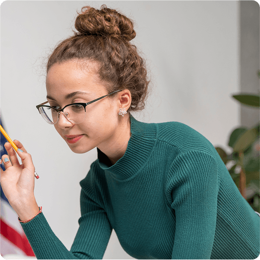 Students with small American flag