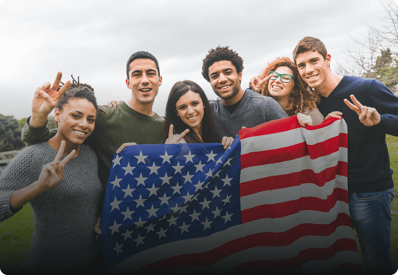 Students with American flag