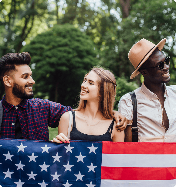 Students with American flag