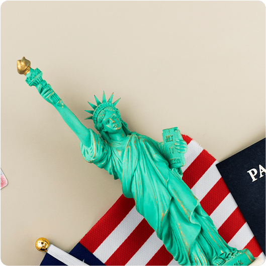 Statue of Liberty with American flag