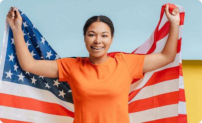 Person with American flag