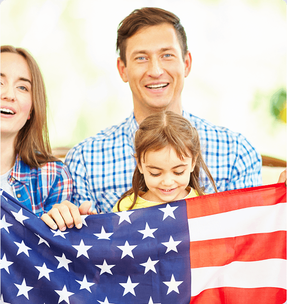 Group of people with American flag