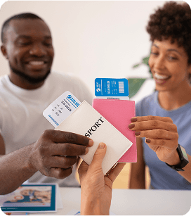 Couple with visa documents