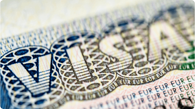 Close-up of a visa stamp