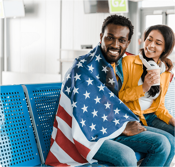 Couple with American flag