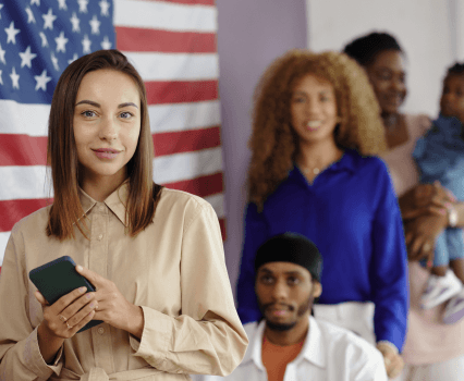 People at naturalization ceremony