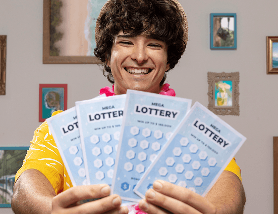 Person holding lottery tickets